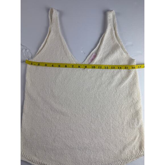 PINK LILY Meet At The Retreat Cream V-Neck Sweater Tank M - Picture 3 of 8